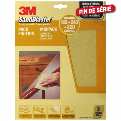 Feuille abrasive Pack finition SandBlaster G180 - G240 et G320 3 pièces 3M