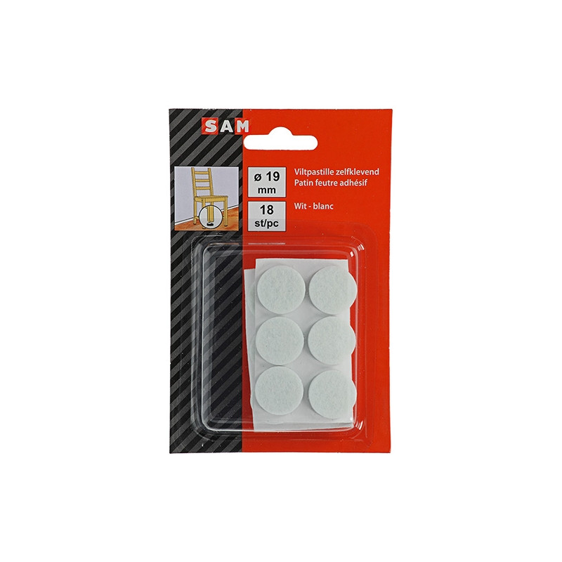 Patin feutre adhésif blanc 19mm – Protège vos sols | SAM