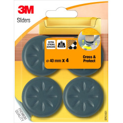 Patin glisseur adhésif gris foncé Ø 40mm – Lot de 4 | 3M