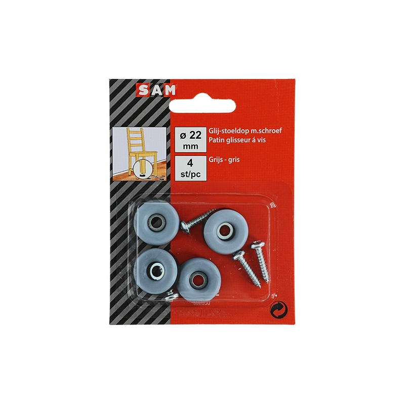 Patin glisseur à visser Ø 22 mm – Lot de 4 pièces | SAM Patin glisseur à visser Ø 22 mm – Lot de 4 pièces | SAM
