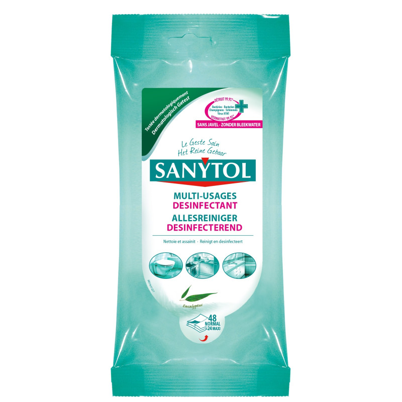 Lingette désinfectante multi eucalyptus 48 pièces SANYTOL