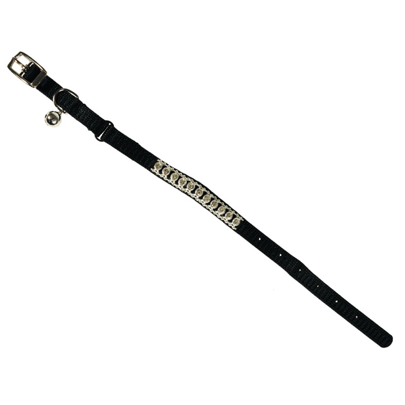 Collier Pour Chat Avec Strass 26 Cm Noir