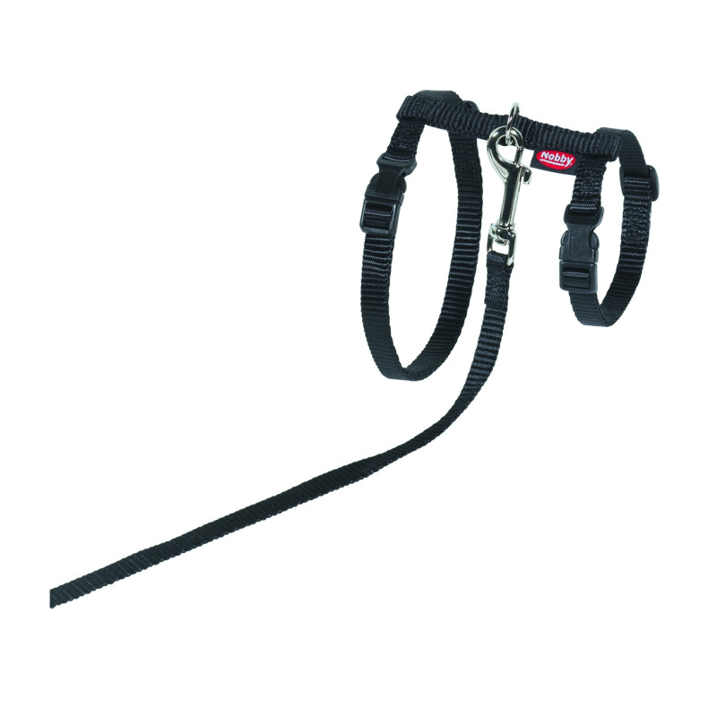 Harnais Avec Laisse Pour Chat Noir 1 Cm
