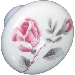 Bouton avec fleurs en porcelaine Ø 32 mm