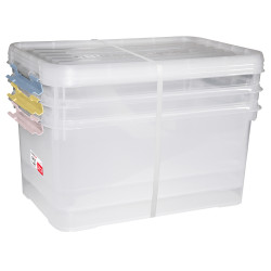 Box de rangement Handy + Pastel avec couvercle à clips transparent 50 L 3 pièces