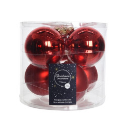 Boule de Noël rouge en verre Ø 8 cm, lot de 6 – Déco festive | DECORIS