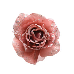 Rose artificielle à clipser – Déco festive | DECORIS

