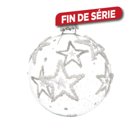 Boule de Noël en verre 8 cm avec étoiles en relief 3 pièces DECORIS