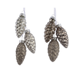Grappe de pommes de pin Argent – Déco festive | DECORIS