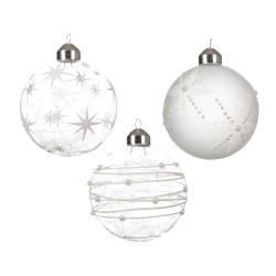 Boule de Noël en verre blanche Ø 8 cm – décoration festive