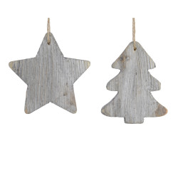 Suspension Noël Bois Blanchi DECORIS – Déco Festive | DECORIS