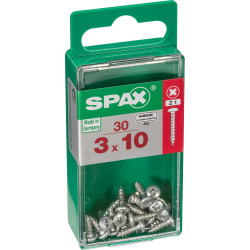 Vis à tête ronde 3 x 10 mm 30 pièces SPAX