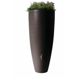 Tonneau eau pluie 300L GARANTIA avec bac à plantes moka | GARANTIA