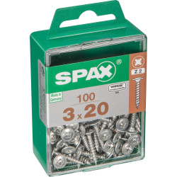 Vis à tête poêlier Ø 3 x 20 mm 100 pièces SPAX