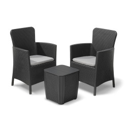 Ensemble bistrot Miami Balcon – 2 fauteuils + table | ALLIBERT