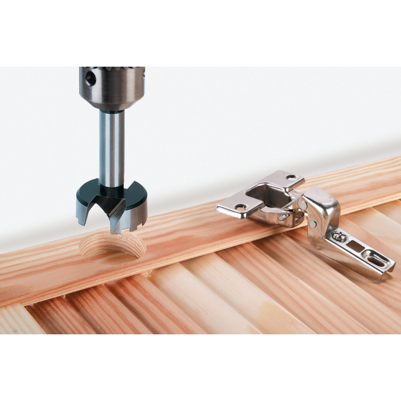 Fraise d'encastrement avec guide de pose 90 mm Ø 35 mm WOLFCRAFT