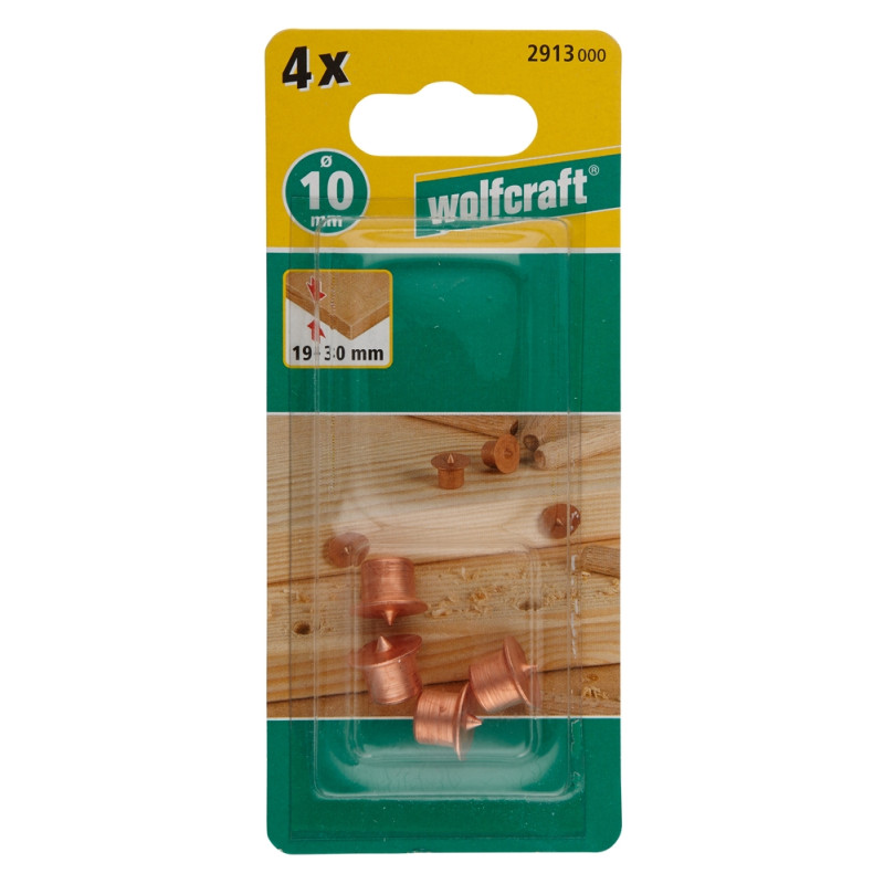 Set de 4 centreurs pour chevilles Ø 10 mm WOLFCRAFT Set de 4 centreurs pour chevilles Ø 10 mm WOLFCRAFT