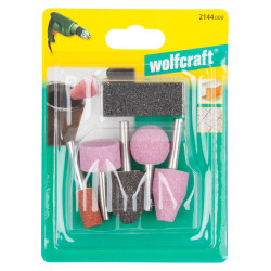 Set de meules abrasives et une pierre d'affûtage WOLFCRAFT Set de meules abrasives et une pierre d'affûtage WOLFCRAFT