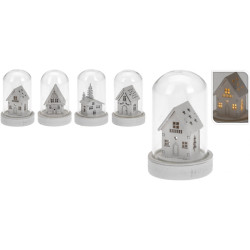 Cloche en verre maison LED – Éclairage féerique Noël

