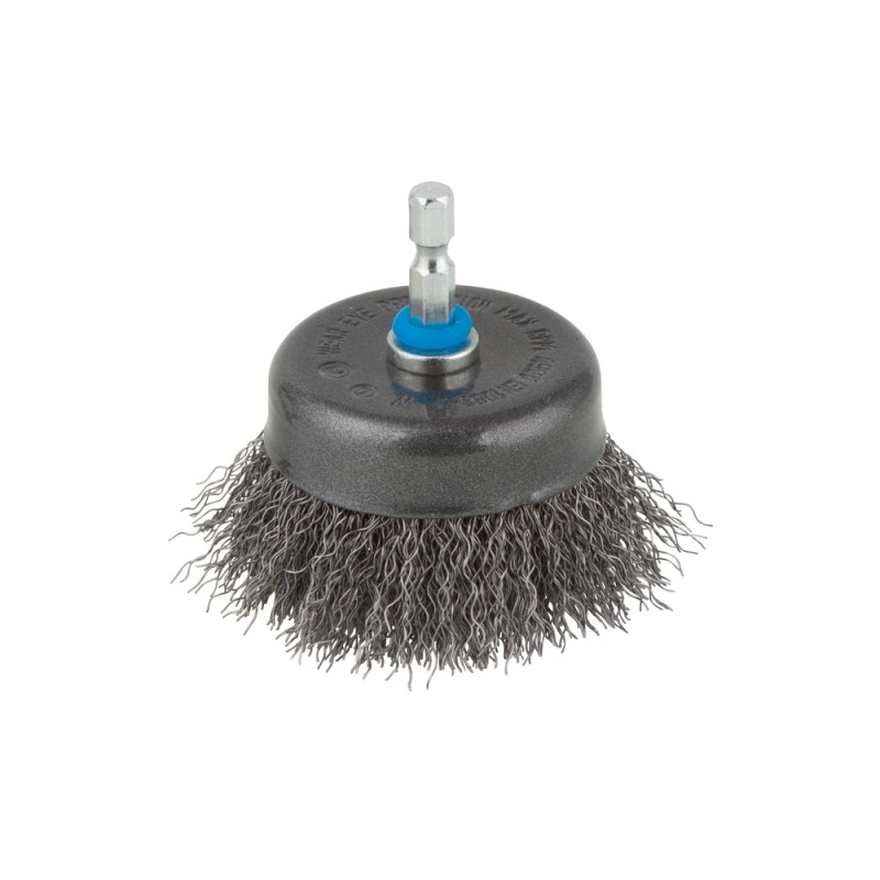 Brosse soucoupe avec fil d'acier ondulé pour perceuse Ø 75 mm WOLFCRAFT