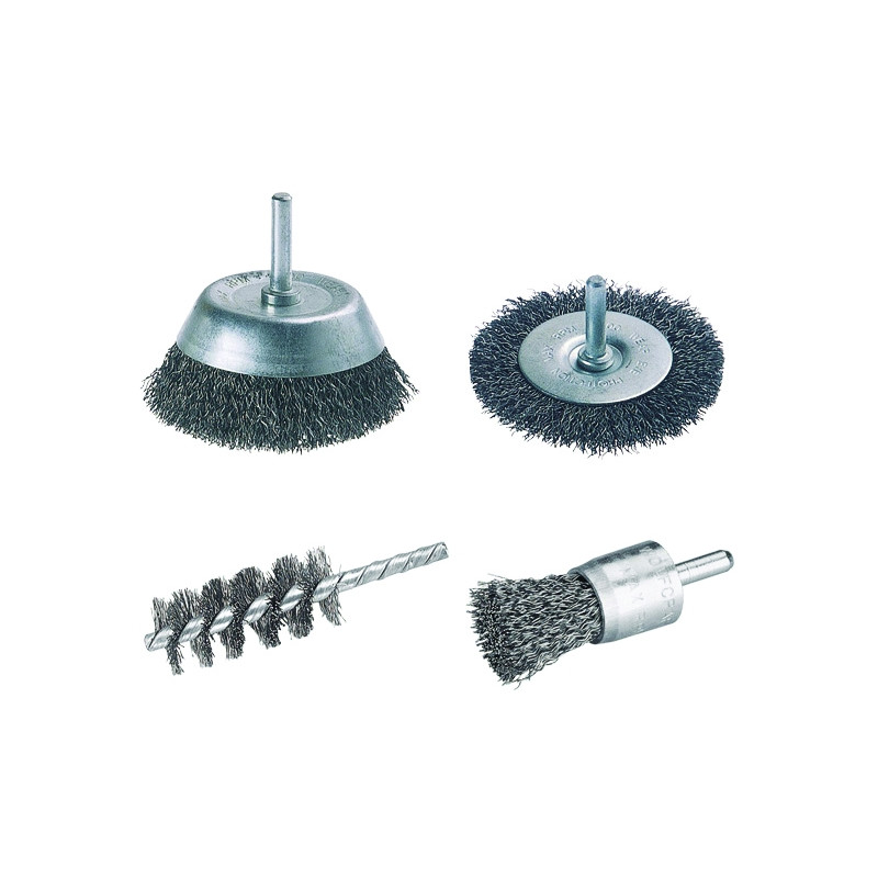 Assortiment de brosses avec fil d'acier 4 pièces WOLFCRAFT