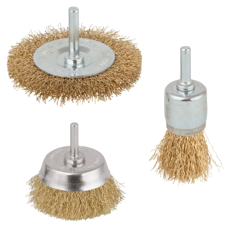 Assortiment de brosses avec fil en laiton 3 pièces WOLFCRAFT