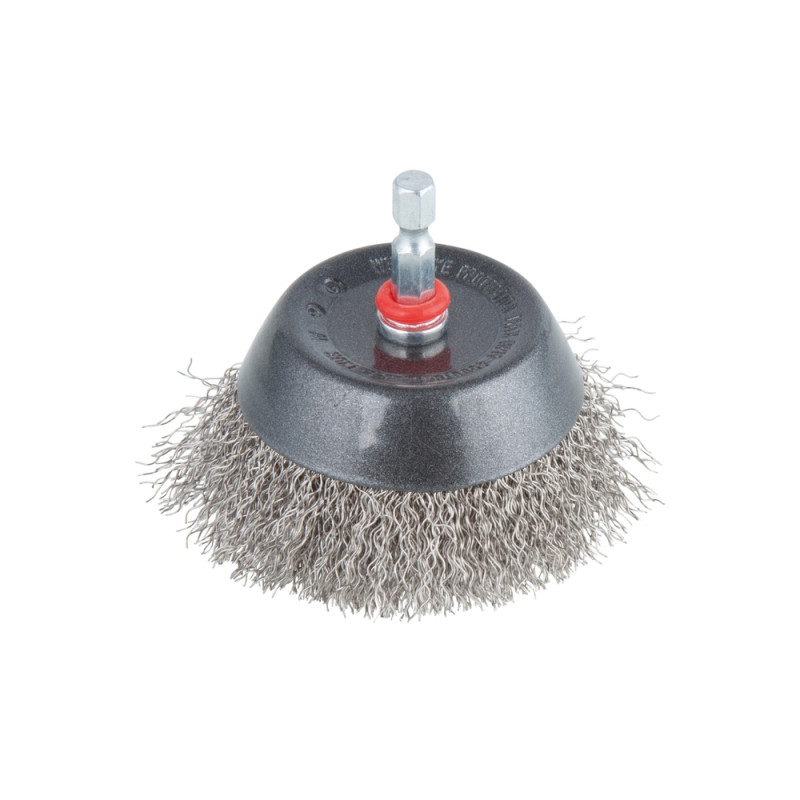 Brosse soucoupe avec fil d'acier inoxydable pour perceuse Ø 75 mm WOLFCRAFT