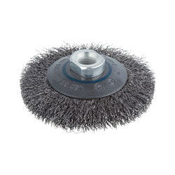 Brosse conique acier ondulé 100mm – Nettoyage puissant | WOLFCRAFT