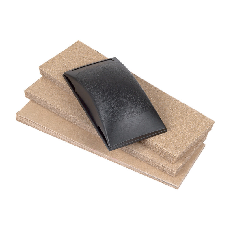 Wolfcraft - Kit De Ponçage Main 5 Pièces - Abrasif Maillé Grain 120/220 - Pour Placo, Béton Cellulaire - Poignée Ergonomique