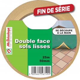 Double face sols lisses - 25 m x 50 mm (crème)
