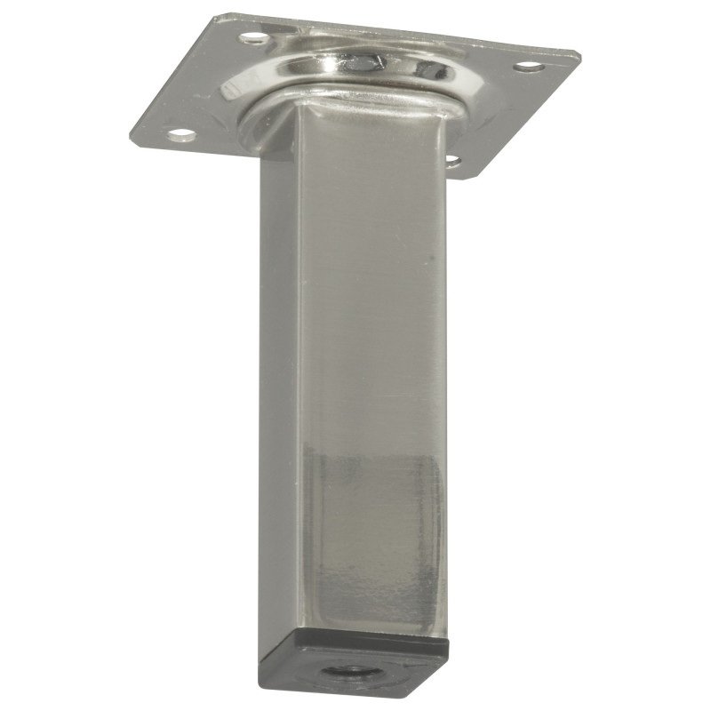 Pied de meuble carré aspect inox 2,5 x 2,5 x 10 cm