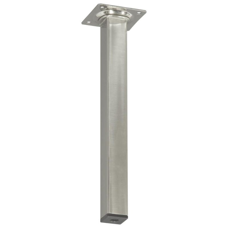 Pied de meuble carré aspect inox 2,5 x 2,5 x 25 cm