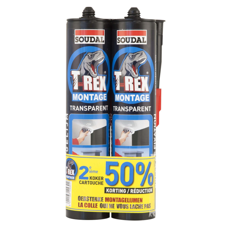 Colle transparente T-Rex 2 pièces SOUDAL