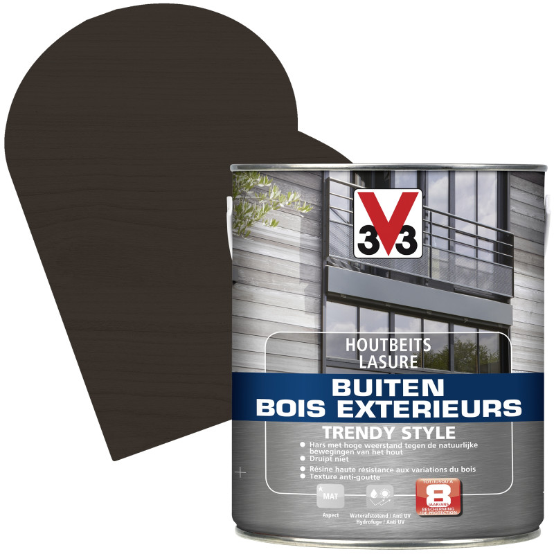 Lasure pour bois extérieur Trendy Style chêne graphite 2,5 L V33