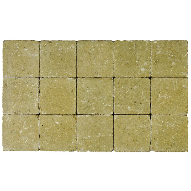 Palette 630 Pavés tambourinés Sable Jaune Cylindre 15 x 15 x 4 cm (livraison à domicile)