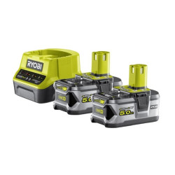 Kit avec chargeur rapide et 2 batteries Lithium 18 V 5,0 Ah RYOBI