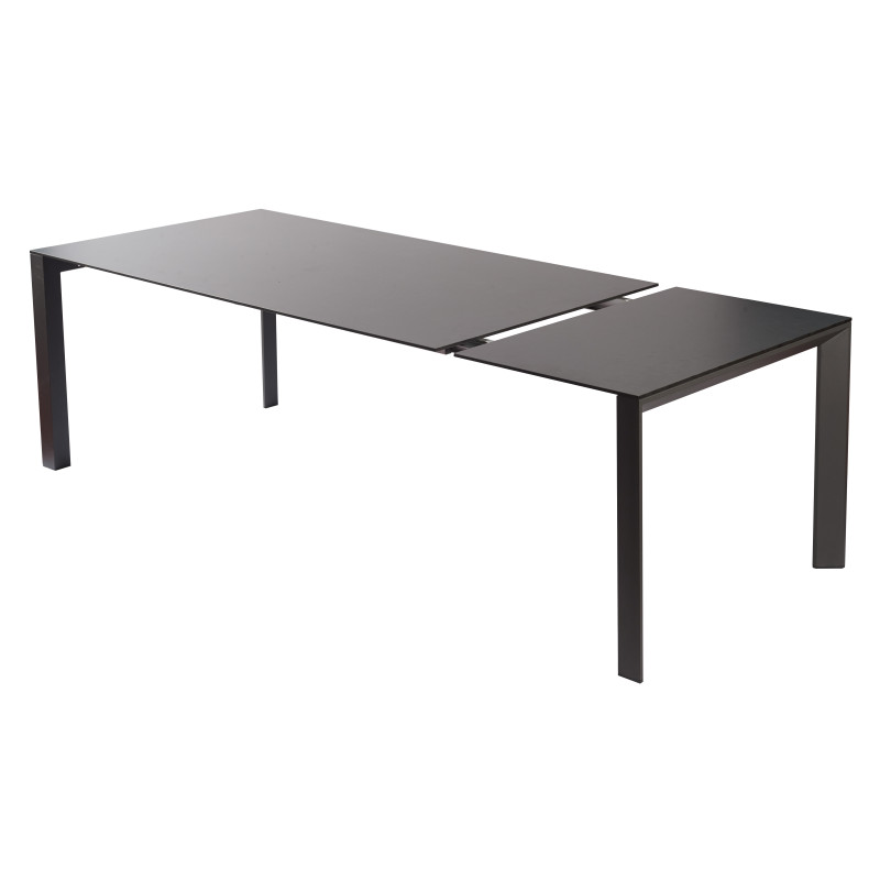 Table de jardin extensible en inox et en céramique 180-240 x 100 x 76 cm