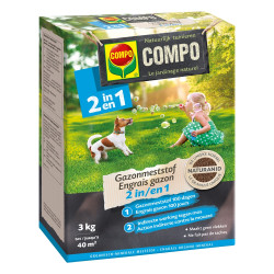Engrais pour gazon 2-en-1 3 kg COMPO – Pelouse verdoyante | COMPO