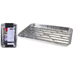 Barquette alu perforée 34x23cm – 4pcs