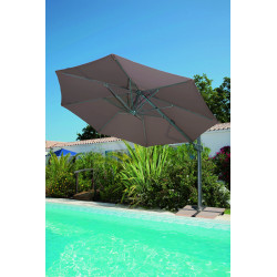 Parasol déporté taupe 350cm – Inclinable & Manivelle