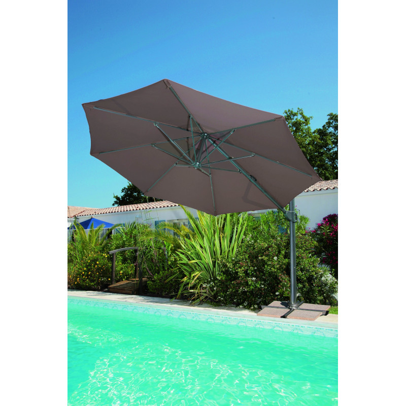 Parasol inclinable déporté taupe avec manivelle Ø 350 cm