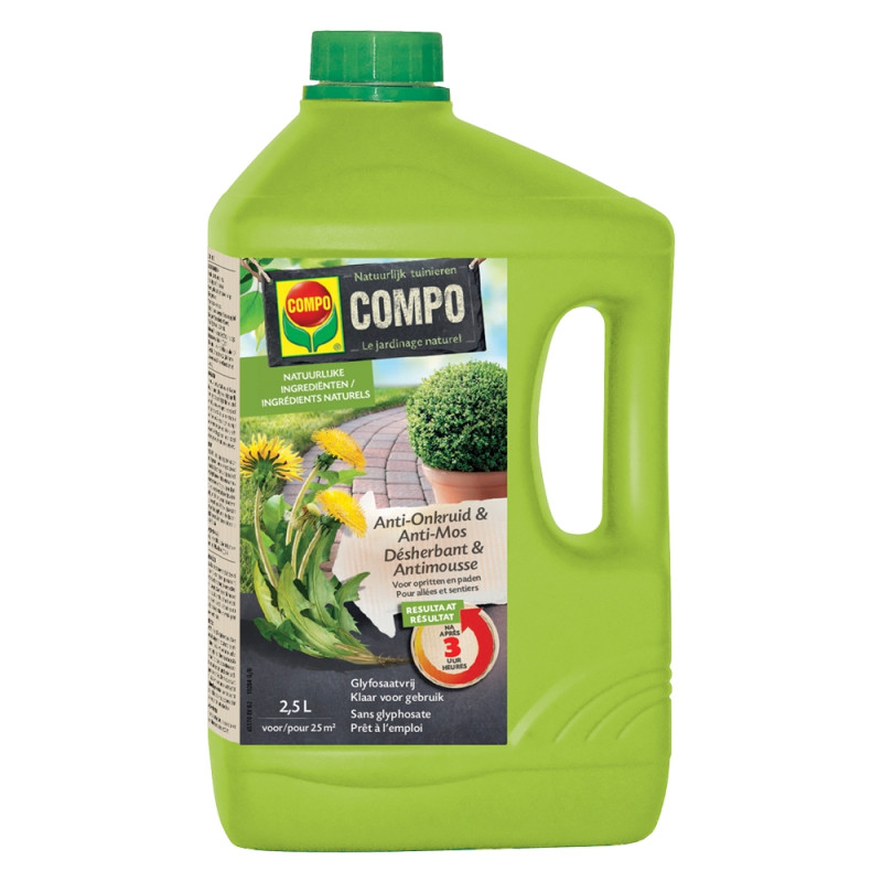 Herbicide et anti-mousse naturel pour allées et sentiers 2,5 L COMPO