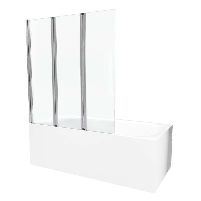 Paroi de bain avec volets 130 x 120 chrome AURLANE