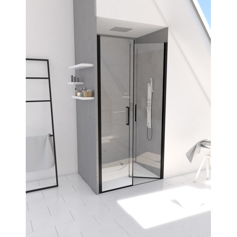 Porte de douche Saloon noir mat 90x200cm | AURLANE Porte de douche Saloon noir mat 90x200cm | AURLANE