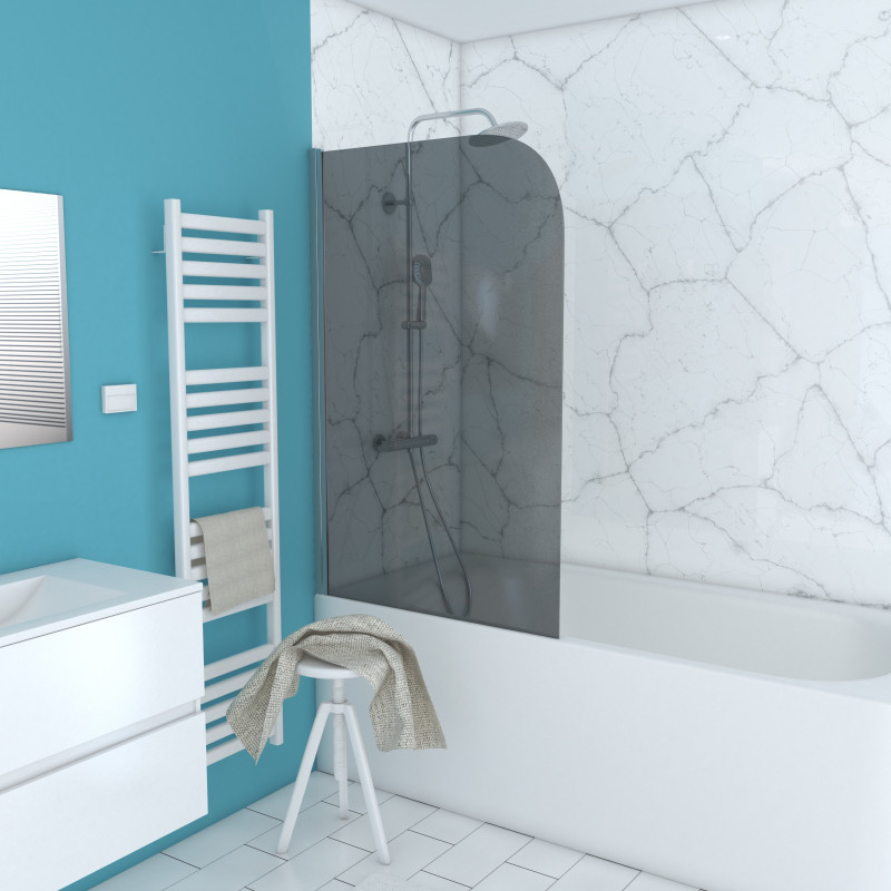 Paroi de bain Emily chromé 130x75cm – Design & Pratique | AURLANE