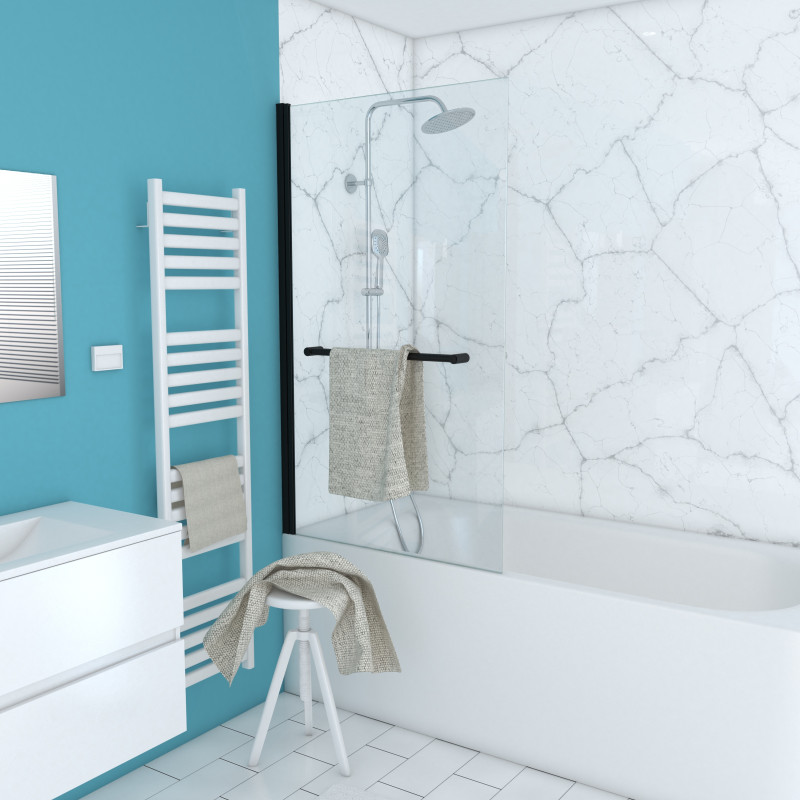 Paroi de bain Prime noir mat 150x85cm | AURLANE