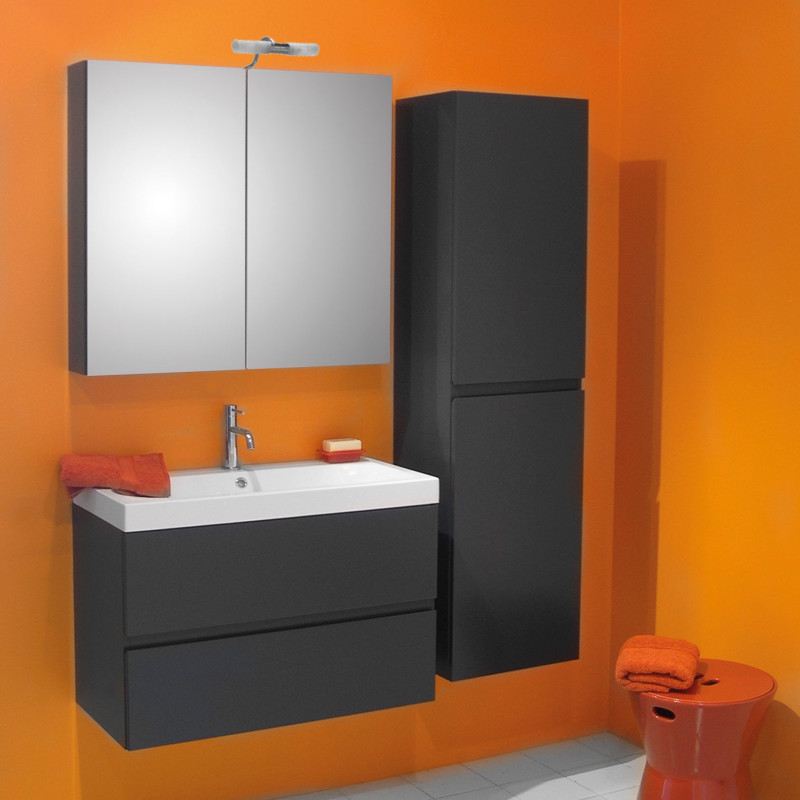 Ensemble de salle bain Roxanne avec armoire de toilette 80 cm anthracite VAN MARCKE