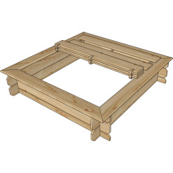 Bac à sable SOLID 1,2x1,2m avec couvercle – Jeu sécurisé | SOLID