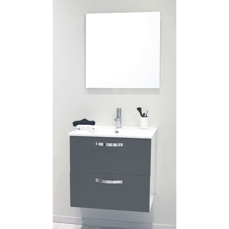 Façade de meuble de salle bain Mixy gris 60 cm 2 pièces