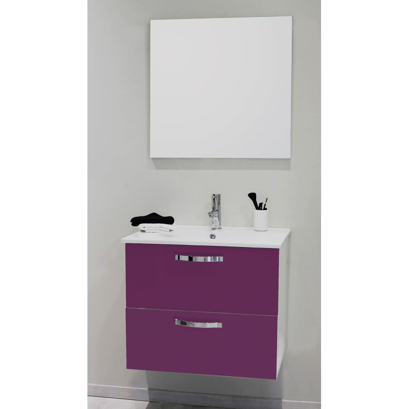 Façade de meuble de salle bain Mixy aubergine 80 cm 2 pièces